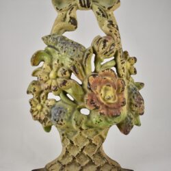 Hubley Cast Iron Floral & Bow Basket Doorstop